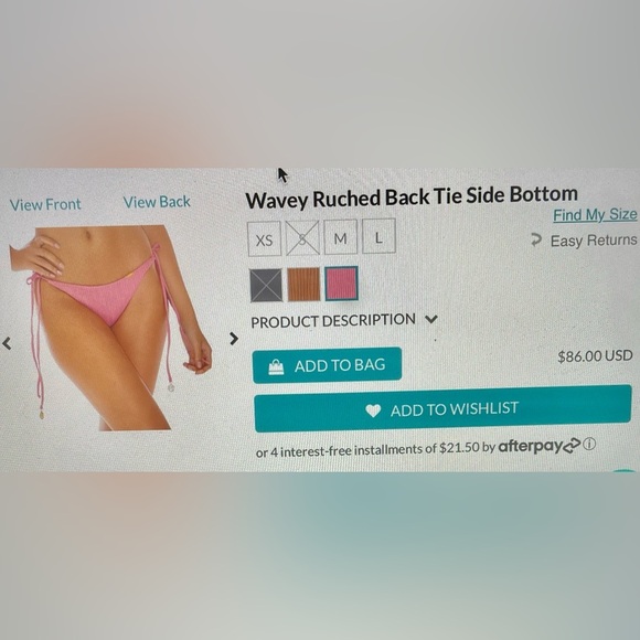 Luli fama DD top.  Rose color. Wavey ruched tie side bottoms size small - Picture 9 of 10